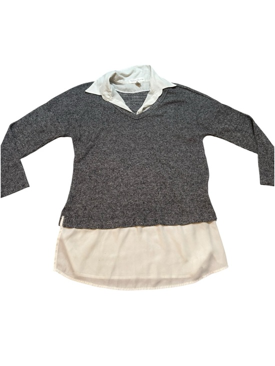 French Laundry Tops - French Laundry Women’s Gray Layered Collared Long Sleeve Top Size Medium
